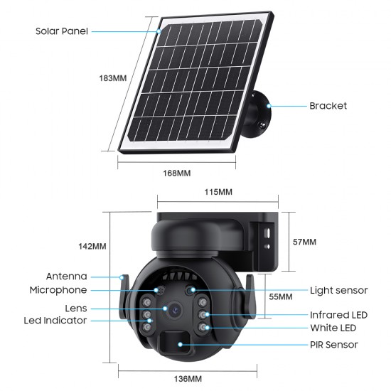 SECTEC smart ηλιακή κάμερα ST-515C-3M-4G-BK, 3MP, 4G, SD, PTZ, IP65
