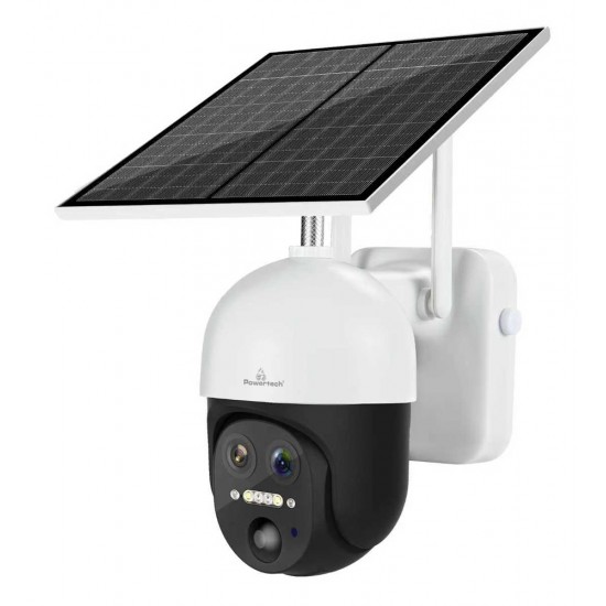 POWERTECH smart ηλιακή κάμερα PT-1497, dual lens, 3MP, 4G, PTZ, SD, IP65