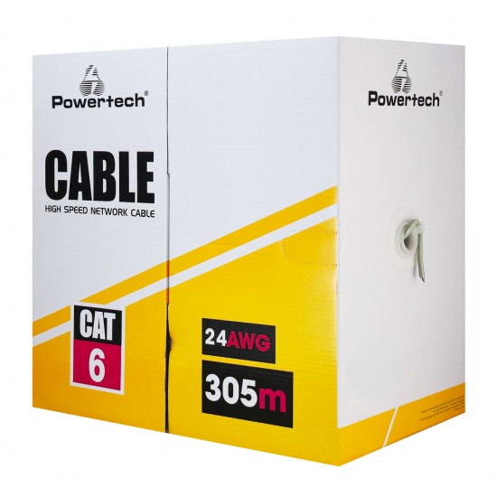 POWERTECH καλώδιο δικτύου CAB-N294, Cat 6 U/UTP, CCA, 24AWG, 305m, μαύρο