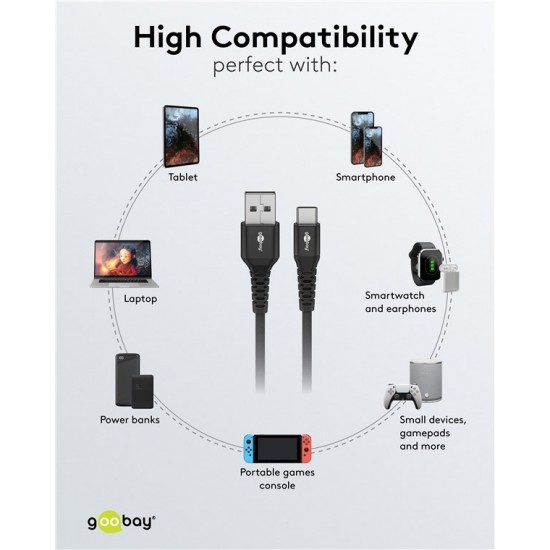 GOOBAY καλώδιο USB-C σε USB 74528, 60W, 480Mbps, 3m, μαύρο