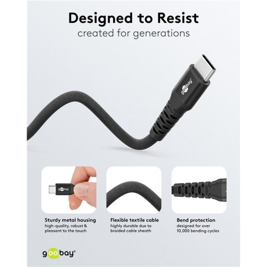 GOOBAY καλώδιο USB-C 73954, 60W, 480Mbps, 2m, μαύρο