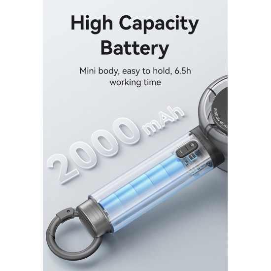 USAMS φορητός ανεμιστήρας LU01 με 5 ταχύτητες, 2000mAh, μαύρος