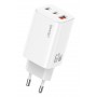 USAMS φορτιστής τοίχου CC265, USB & 2x USB-C, 67W, GaN, λευκός