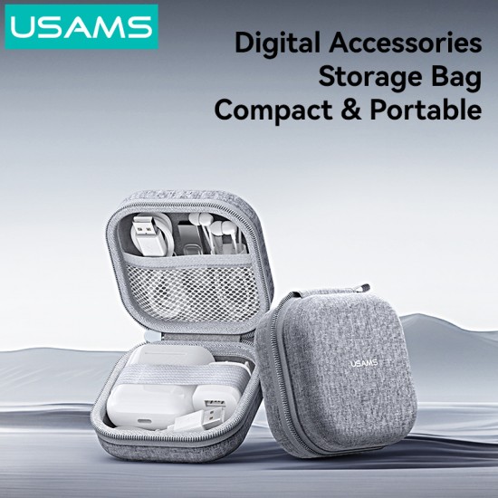 USAMS θήκη οργάνωσης ακουστικών Bluetooth ZB351, 9.5x9.5x5cm, γκρι