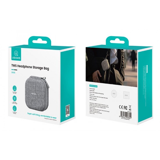 USAMS θήκη οργάνωσης ακουστικών Bluetooth ZB351, 9.5x9.5x5cm, γκρι