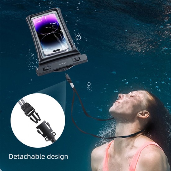 USAMS αδιάβροχη θήκη smartphone US-YD011, έως 7", IPX8, μαύρη