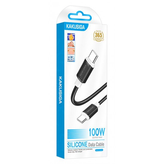 KAKUSIGA καλώδιο USB-C σε USB-C KSC-998, σιλικόνης, 100W, 480Mbps, 1m, μαύρο