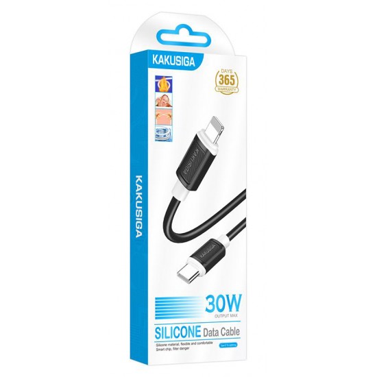 KAKUSIGA καλώδιο Lightning σε USB-C KSC-998, σιλικόνης, 30W, 480Mbps, 1m, μαύρο