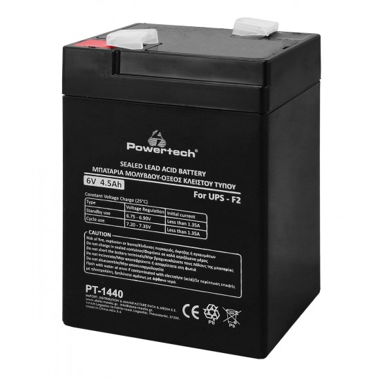 POWERTECH μπαταρία μολύβδου PT-1440 για UPS, 6V 4.5Ah, F2