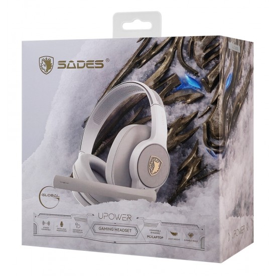 SADES gaming headset UPOWER, 3.5mm σύνδεση, 40mm, γκρι