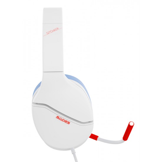 SADES gaming headset SPOWER, 3.5mm σύνδεση, 40mm, multi-platform, λευκό