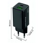POWERTECH φορτιστής τοίχου PT-1501, USB/USB-C, 65W, GaN, μαύρος