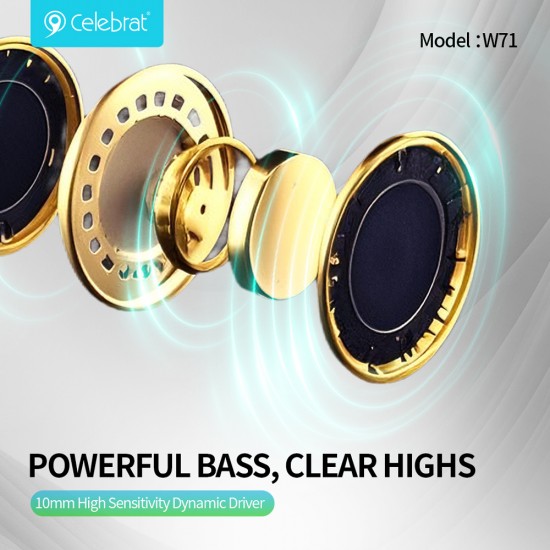 CELEBRAT earphones με θήκη φόρτισης W71, True Wireless, 10mm, 30/200mAh, λευκά