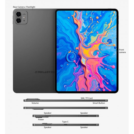 TECLAST tablet ArtPad Pro, 12.7", 8/256GB, 4G, Android 15, 10000mAh, γκρι