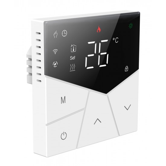 Smart θερμοστάτης αερίου BHT-15GCLW, WiFi, χωνευτός, μαύρος