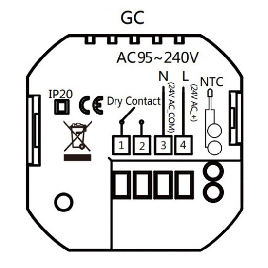 Smart θερμοστάτης αερίου BHT-15GCLW, WiFi, χωνευτός, μαύρος