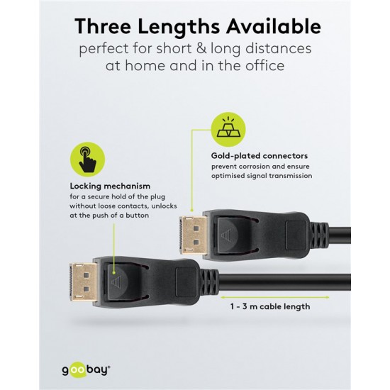 GOOBAY καλώδιο DisplayPort 74778, VESA Certified, 8K/60Hz, 32.4 Gbps, 2m, μαύρο