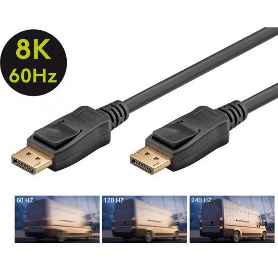 GOOBAY καλώδιο DisplayPort 74778, VESA Certified, 8K/60Hz, 32.4 Gbps, 2m, μαύρο