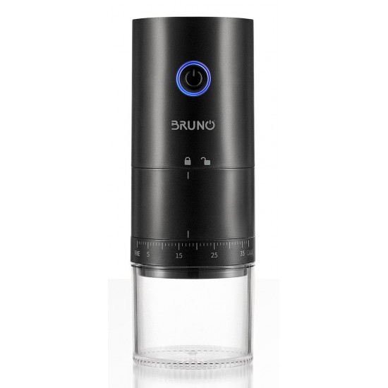 BRUNO ηλεκτρικός μύλος καφέ BRN-0256, επαναφορτιζόμενος, με 39 επίπεδα άλεσης, μαύρος