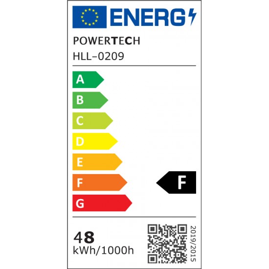 POWERTECH LED φωτιστικό οροφής HLL-0209, 48W, 4000K, Φ50cm x 120cm, λευκό