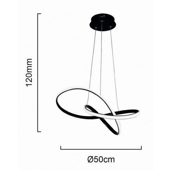 POWERTECH LED φωτιστικό οροφής HLL-0207, 48W, 4000K, Φ50cm x 120cm, μαύρο