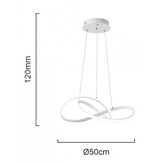 POWERTECH LED φωτιστικό οροφής HLL-0209, 48W, 4000K, Φ50cm x 120cm, λευκό