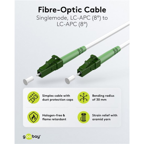 GOOBAY καλώδιο οπτικής ίνας LC-APC 59588, Singlemode OS2, 10m, λευκό