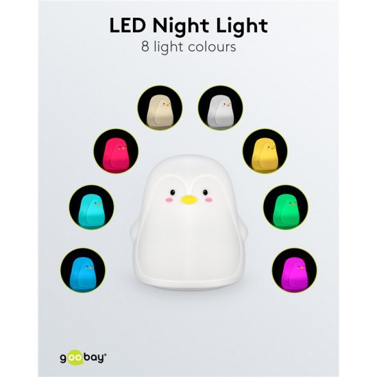 GOOBAY LED φωτιστικό νυκτός πιγκουίνος 61648, RGB, επαναφορτιζόμενο, λευκό