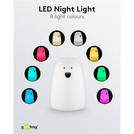 GOOBAY LED φωτιστικό νυκτός πολική αρκούδα 61647, RGB, επαναφορτιζόμενο, λευκό