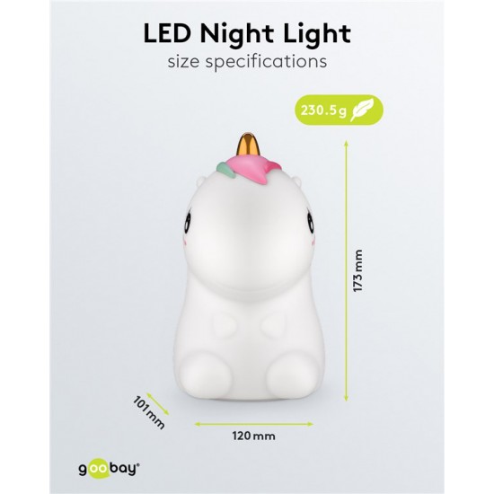 GOOBAY LED φωτιστικό νυκτός μονόκερος 61649, RGB, επαναφορτιζόμενο, λευκό