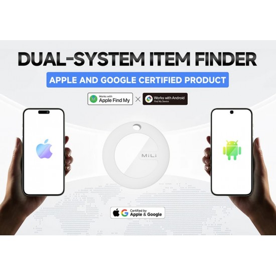 MILI smart tag MiTag Duo για iOS & Android συσκευές, Bluetooth tracker, μαύρο