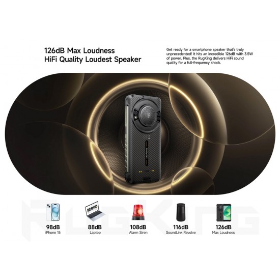 ULEFONE smartphone RugKing με ηχείο 3.5W, 5.99", 8/256GB, 9600mAh, IP68/IP69K, μαύρο