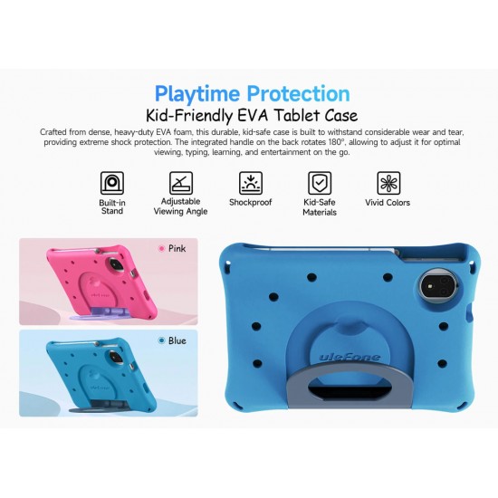 ULEFONE tablet Tab A9 Pro Kids, 8.68", 4/128GB, 4G, Android 15, 5040mAh, μπλε