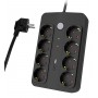 POWERTECH πολύπριζο ασφαλείας PT-1535, 8 θέσεων, με USB & USB-C θύρες, 16A, 1.5m, μαύρο