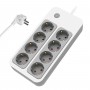 POWERTECH πολύπριζο ασφαλείας PT-1534, 8 θέσεων, 16A, 1.5m, λευκό