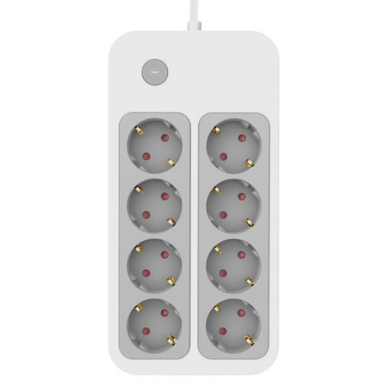 POWERTECH πολύπριζο ασφαλείας PT-1534, 8 θέσεων, 16A, 1.5m, λευκό