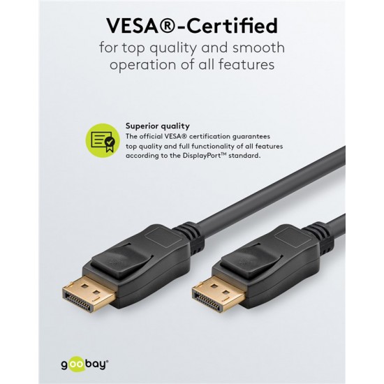 GOOBAY καλώδιο DisplayPort 74777, VESA Certified, 8K/60Hz, 32.4 Gbps, 1m, μαύρο