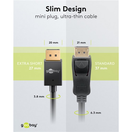 GOOBAY καλώδιο DisplayPort 77443, 8K/120Hz, 40 Gbps, 2m, μαύρο