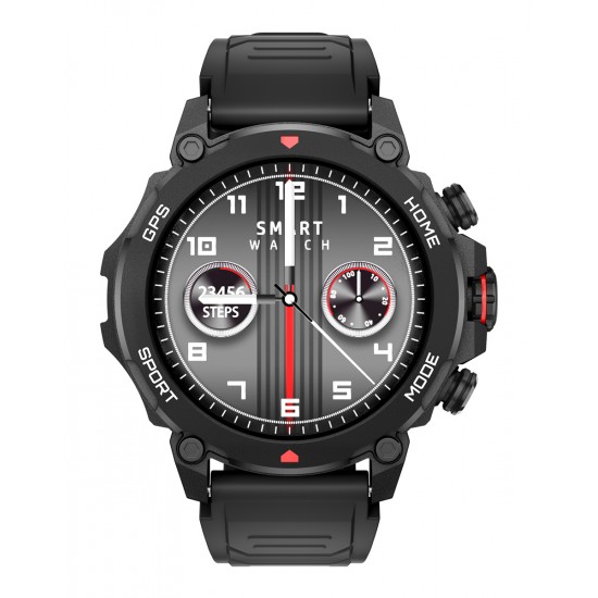 INTIME smartwatch G6 με 2x λουράκια, heart rate, 1.43" AMOLED, GPS, 5ATM/IP69, titanium black