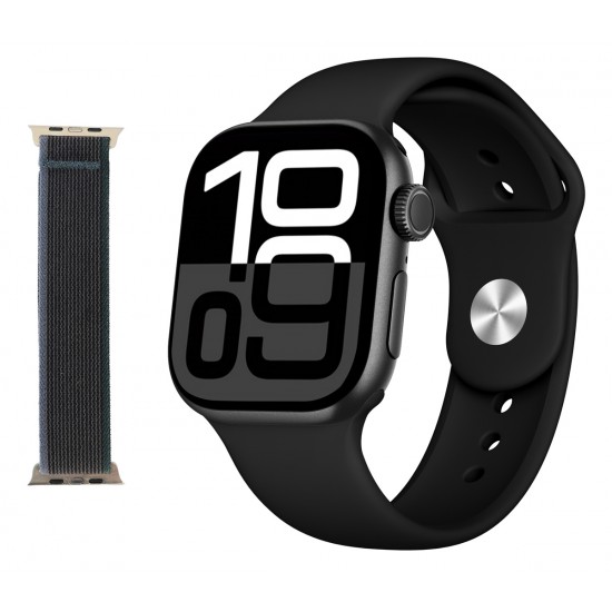INTIME smartwatch A10 Pro με 2x λουράκια, heart rate, 2.04" AMOLED, IP65, μαύρο