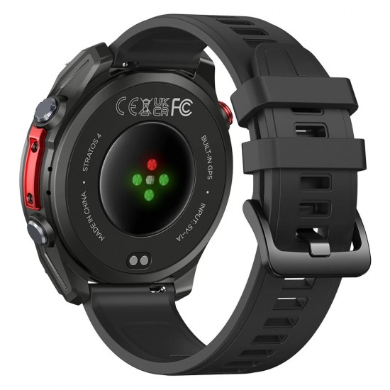 ZEBLAZE smartwatch Stratos 4 με φακό, heart rate, 1.43" AMOLED, GPS, 5 ΑΤΜ, MIL-STD-810H, μαύρο