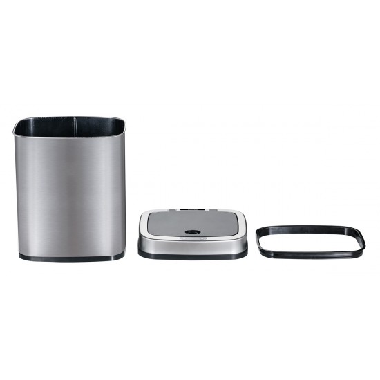 HOME USE κάδος απορριμμάτων HUH-0256 με φωτοκύτταρο, ανοξείδωτο ατσάλι, 15lt, ασημί