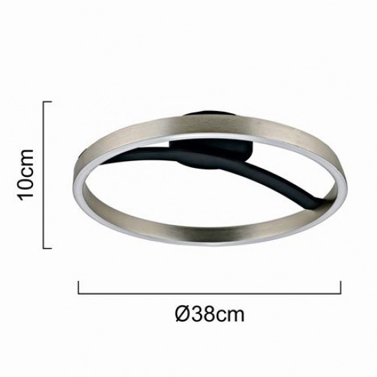 POWERTECH LED φωτιστικό οροφής HLL-0200, 29W, 4000K, Φ38x10cm, ασημί/μαύρο