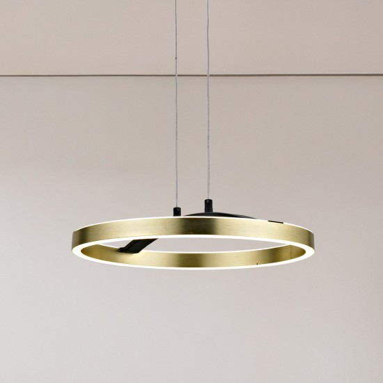 POWERTECH LED φωτιστικό οροφής HLL-0201, 29W, 4000K, Φ38x120cm, χρυσό/μαύρο