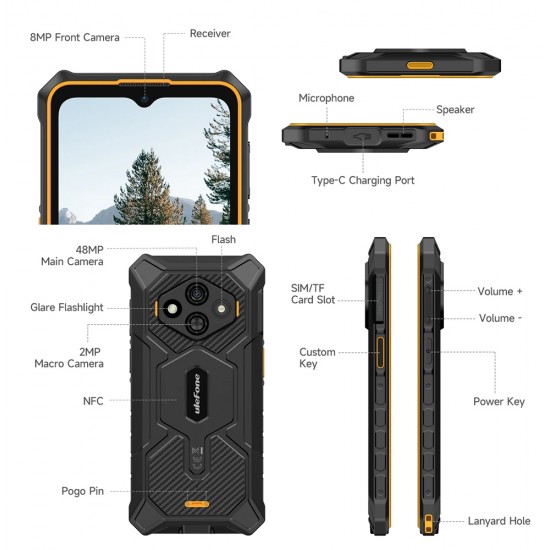 ULEFONE smartphone RugKing 3 Pro, 6.56", 8/128GB, 5700mAh, IP68/IP69K, μαύρο