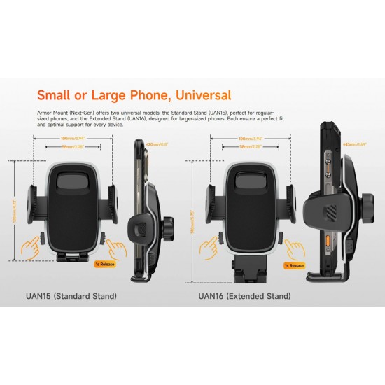 ULEFONE βάση smartphone αυτοκινήτου UAN16 για ταμπλό, 58-100mm x 146mm, μαύρη