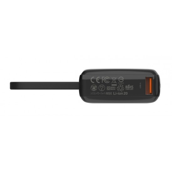 SILICON POWER power bank CP10 με καλώδιο USB-C, 2x θύρες εξόδου, 10000mAh, 20W, μαύρο