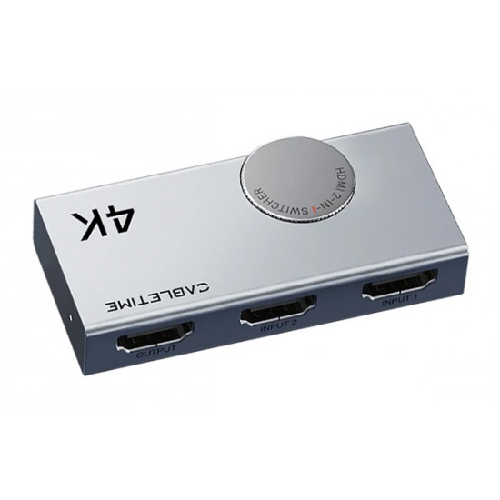 CABLETIME HDMI switch CT-HS4K2-AG, 2 σε 1, 4K/60Hz, bi-directional, γκρι