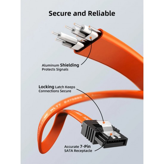 CABLETIME καλώδιο SATA III CT-SATA3, 6Gbps, 0.50m, πορτοκαλί
