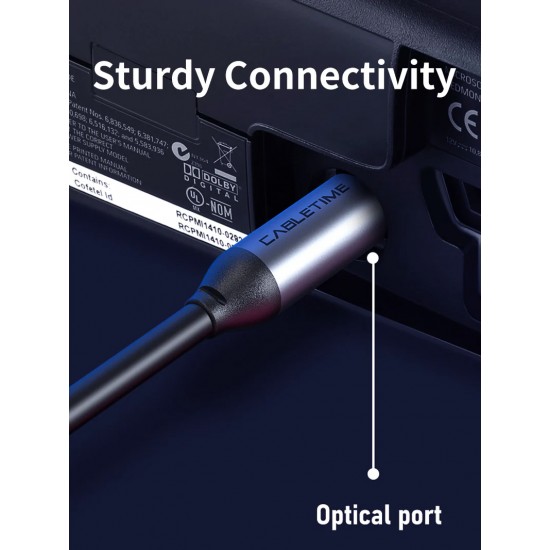 CABLETIME καλώδιο ήχου Toslink CT-AV380-P04GN, gold plated, 5mm, 3m, μαύρο